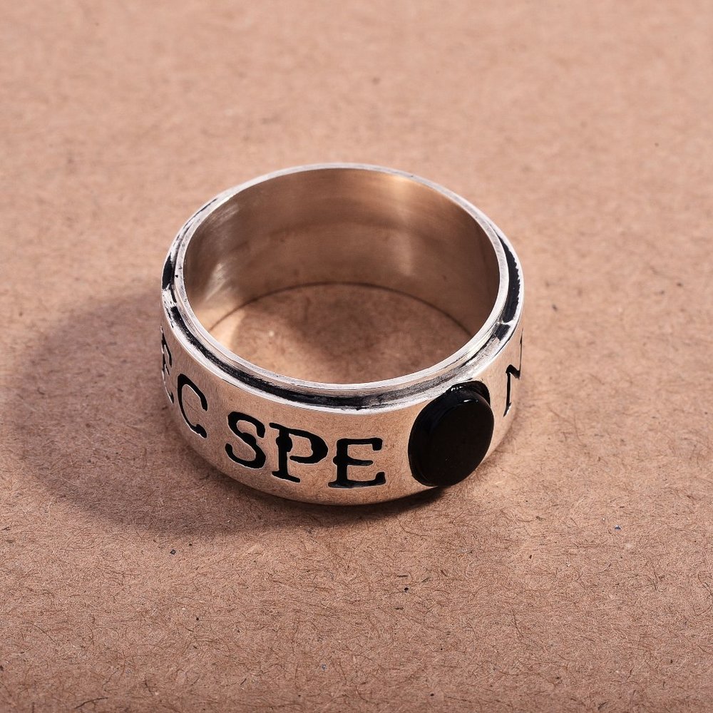 Sterling 925 Onyx Ring (Nec Spe Nec Met)